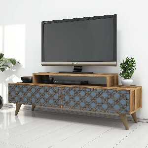 TV asztal/szekrény Curio (dió + kék)