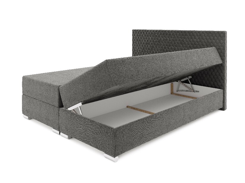 Kétszemélyes ágy 160 cm Harlan (szürke) (ágyráccsal, matraccal és tárolóhellyel)