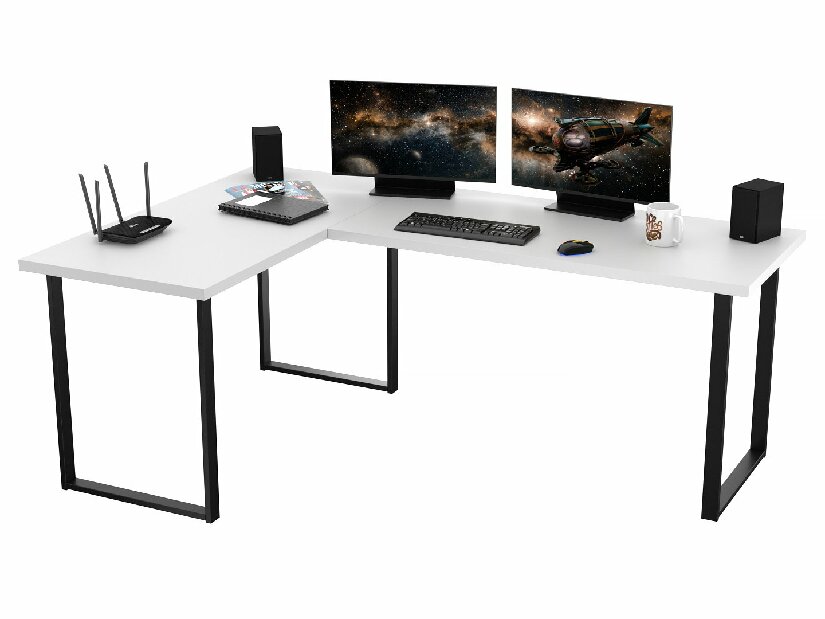 Sarok PC asztal Vintid (fehér + fekete)
