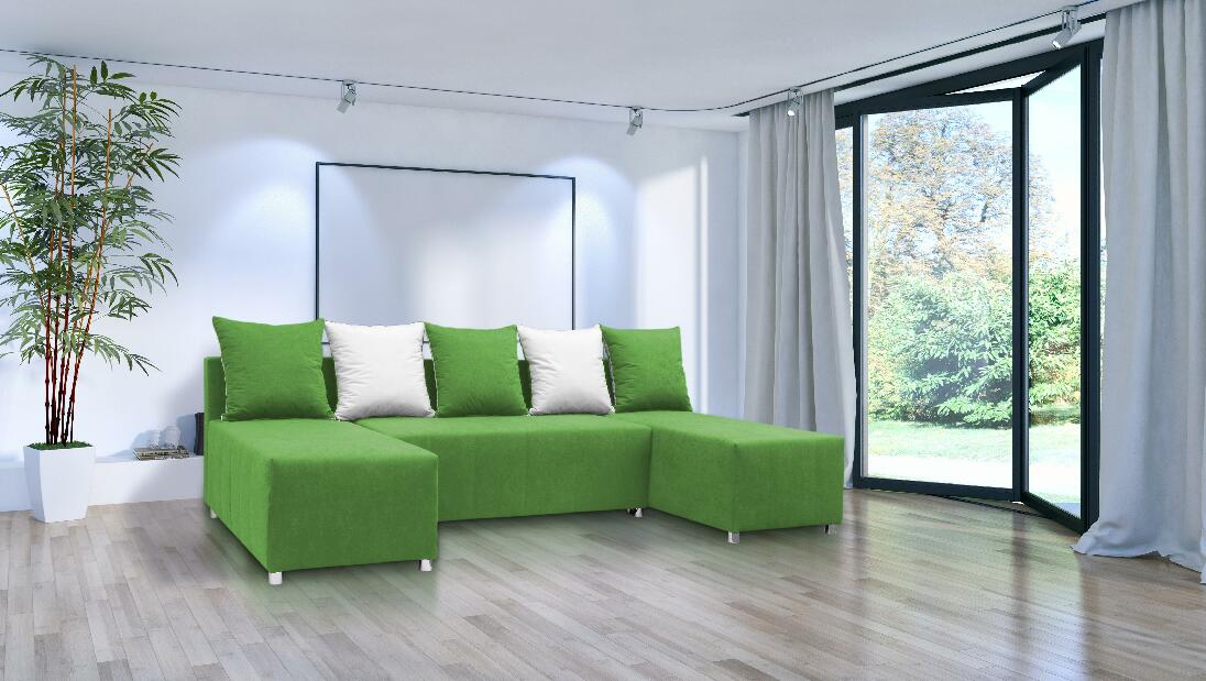 U-alakú sarok kanapé Brigid U (zöld + párnák)