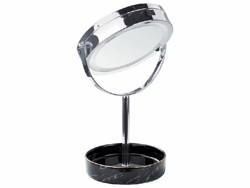 Kozmetikai tükör Shevaun (ezüst + fekete) (LED világítás)