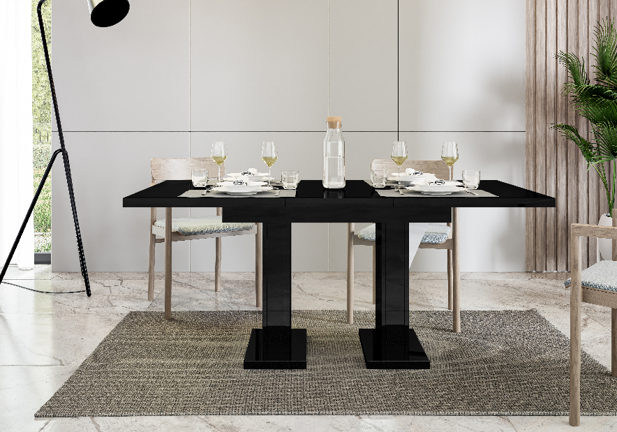 Étkezőasztal Gilnar (fényes fekete) (4-6 fő részére)