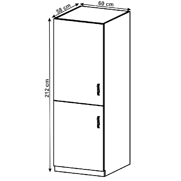 Konyhaszekrény beépített hűtőre D60ZL Lanaya (fehér + matt szürke) (B)