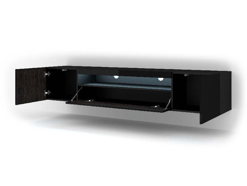 TV aszta/Szekrény Aurinko 200 (fényes fekete) (világítással)