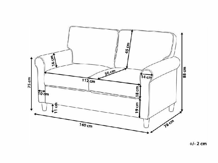 Kétszemélyes kanapé RONY (bézs)
