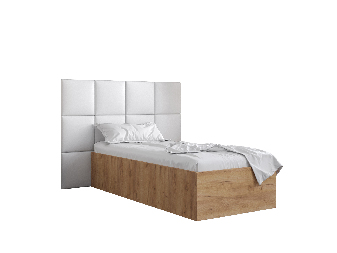 Egyszemélyes ágy kárpitozott fejtámlával 90 cm Brittany 4 (arany craft tölgy + fehér) (ágyráccsal)