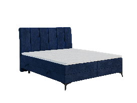 Egyszemélyes ágy Boxspring 120 cm Axel (sötétkék) (matraccal és tárolóhellyel)