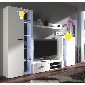 Világítás a nappali szekrénysorhoz Retha fehér LED