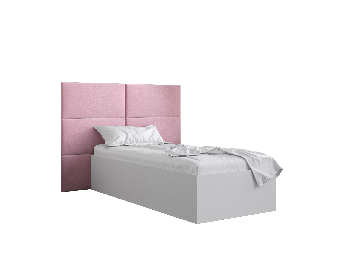 Egyszemélyes ágy kárpitozott fejtámlával 90 cm Brittany 2 (matt fehér + rózsaszín) (ágyráccsal)