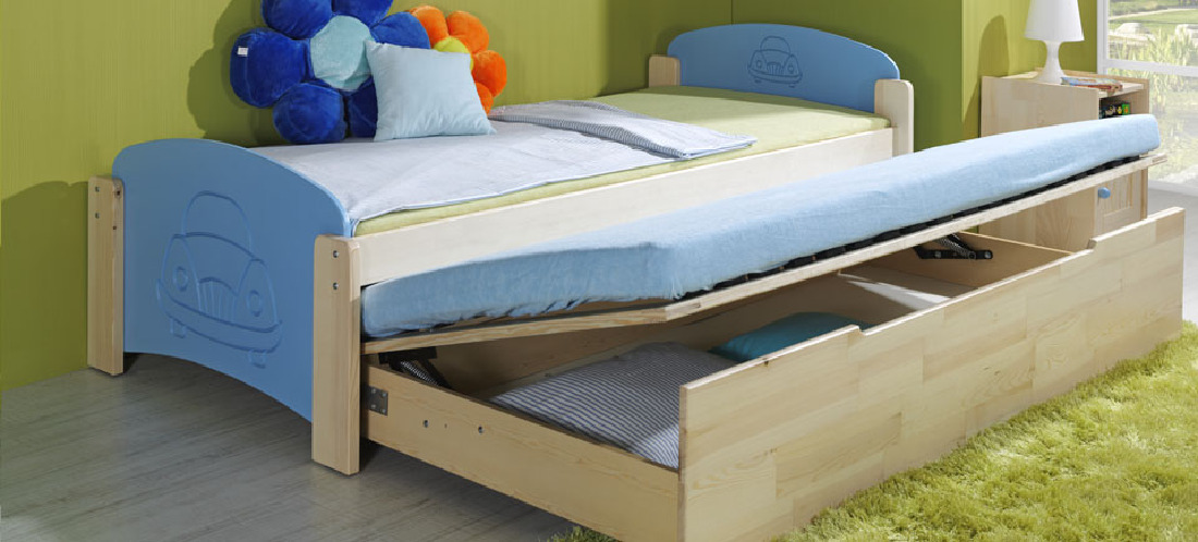 Széthúzható ágy 90 cm Jeno (ágyrácsokkal és tárhellyel)