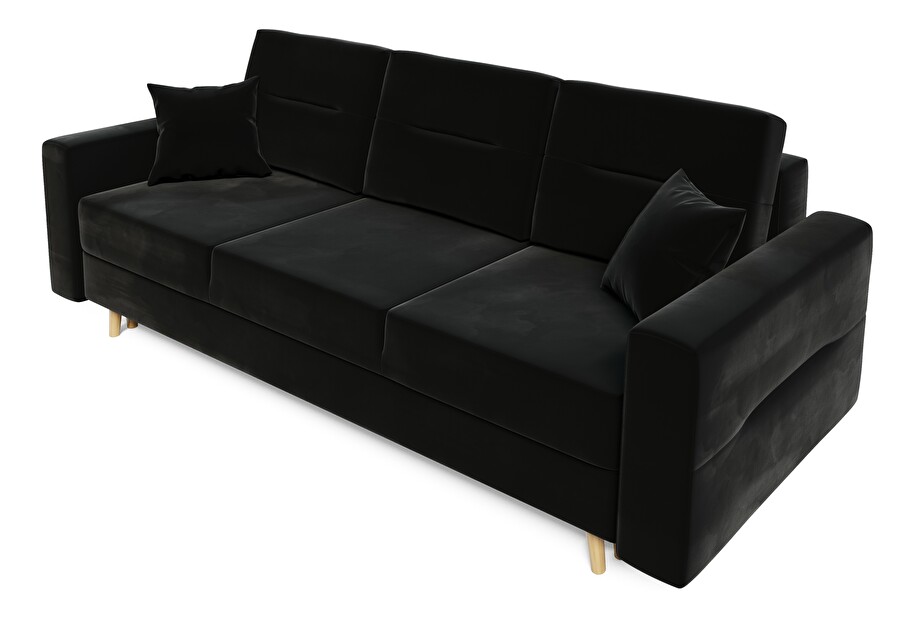 Szétnyitható kanapé Bergenia (fekete + fekete párnák)