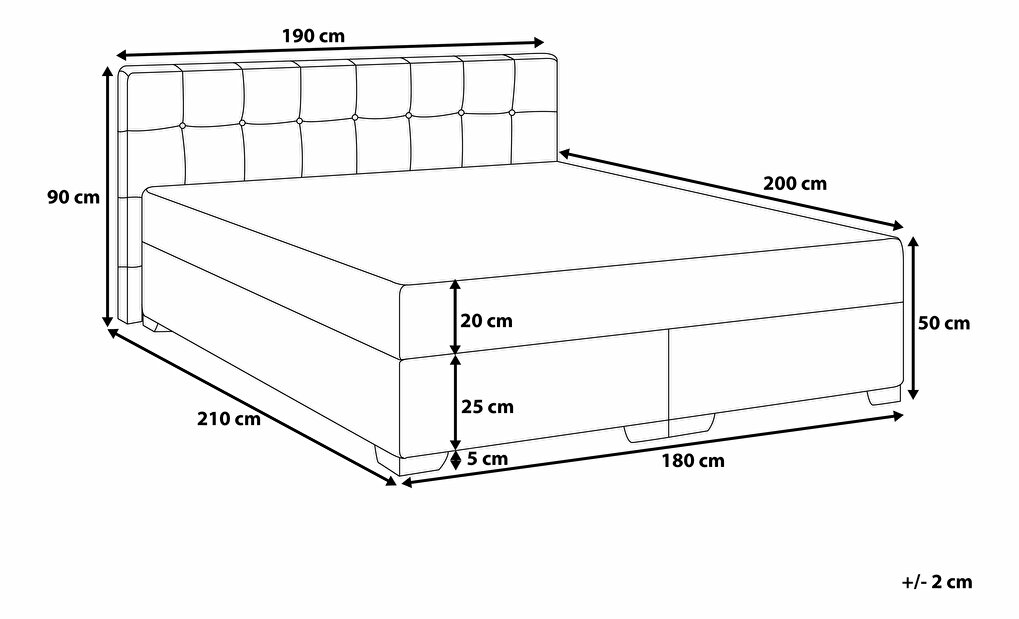 Franciaágy Boxspring 180 cm ADIR (matracokkal) (bézs)