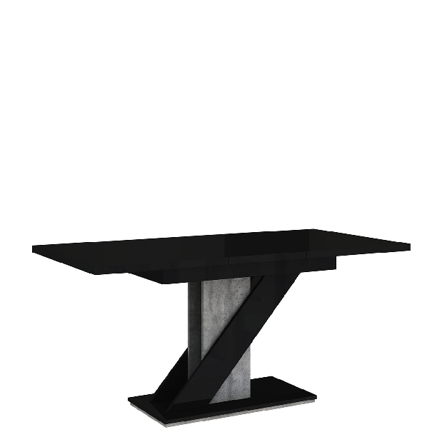 Modern asztal Exalior (fényes fekete + beton)