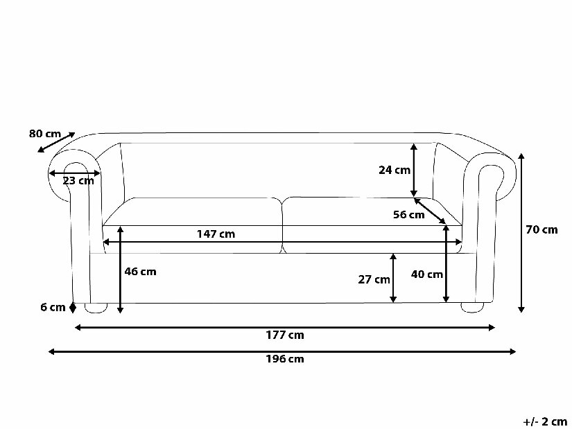 Háromszemélyes bőr kanapé Chichester (szürke)