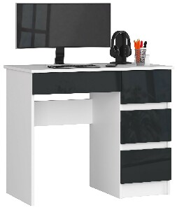 PC asztal Benicio II (fehér + fényes grafit) (J)