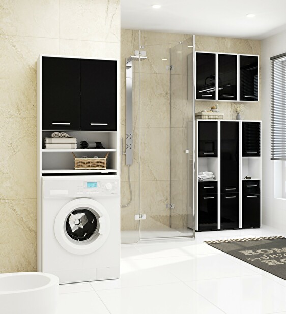 Függesztett fürdőszoba szekrény Farid Típus 5 (fehér + fényes fekete)