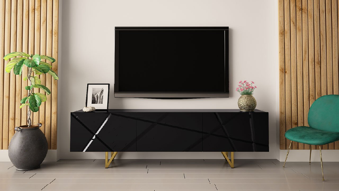 TV szekrény/asztal 180 01 Novartis (fekete + fényes fekete)