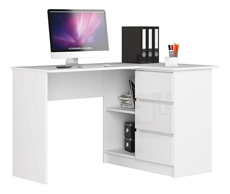 Sarok PC asztal Bodhi (fehér + fényes fehér) (J)