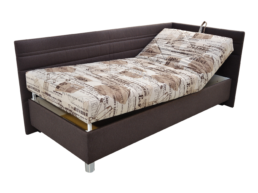 Egyszemélyes ágy 90 cm Porfirio (fehér + szürke) (ágyráccsal és matraccal) (J)