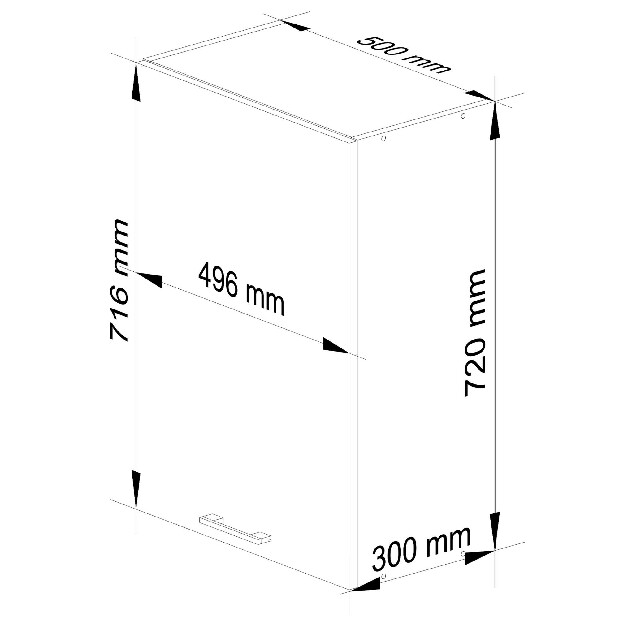 Felső konyhaszekrény Ozara W50 H720 (fehér + fényes fekete)