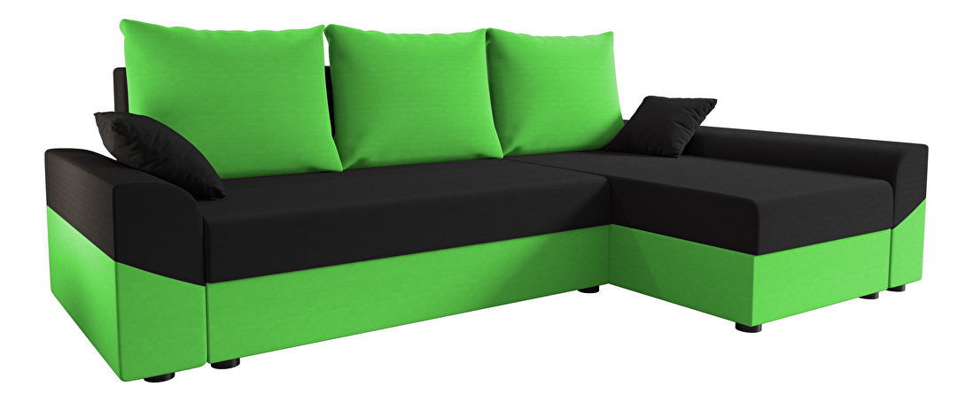 Sarok ülőgarnitúra Dusk L (zöld + fekete) (J)