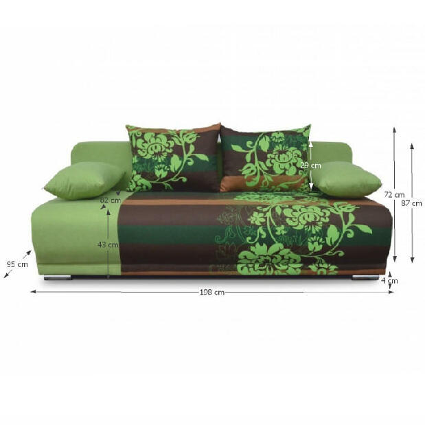 Háromszemélyes kanapé Remi zöld