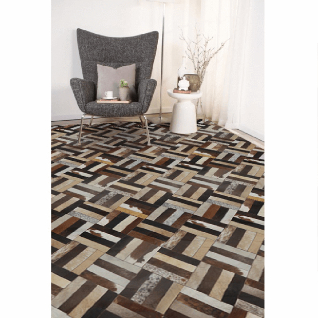 Kožený koberec 200x300 cm Korlug TYP 02 (hovězí kůže + vzor patchwork)