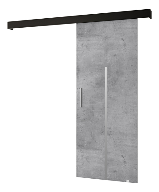 Tolóajtó 90 cm Sharlene X (beton + matt fekete + ezüst)