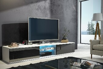TV asztal/szekrény Hee (fehér + fényes fekete)