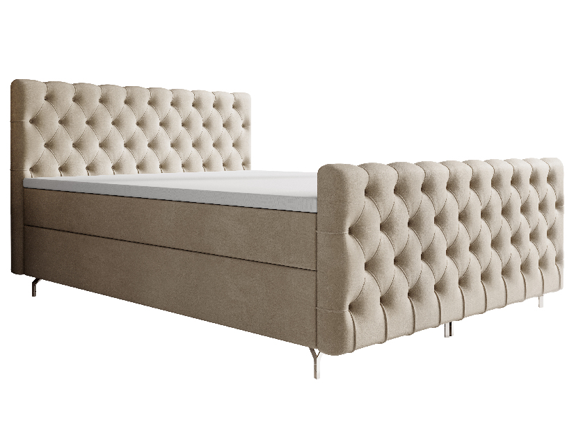 Egyszemélyes ágy 120 cm Clinton Comfort (bézs) (ágyráccsal, tárolóhellyel)