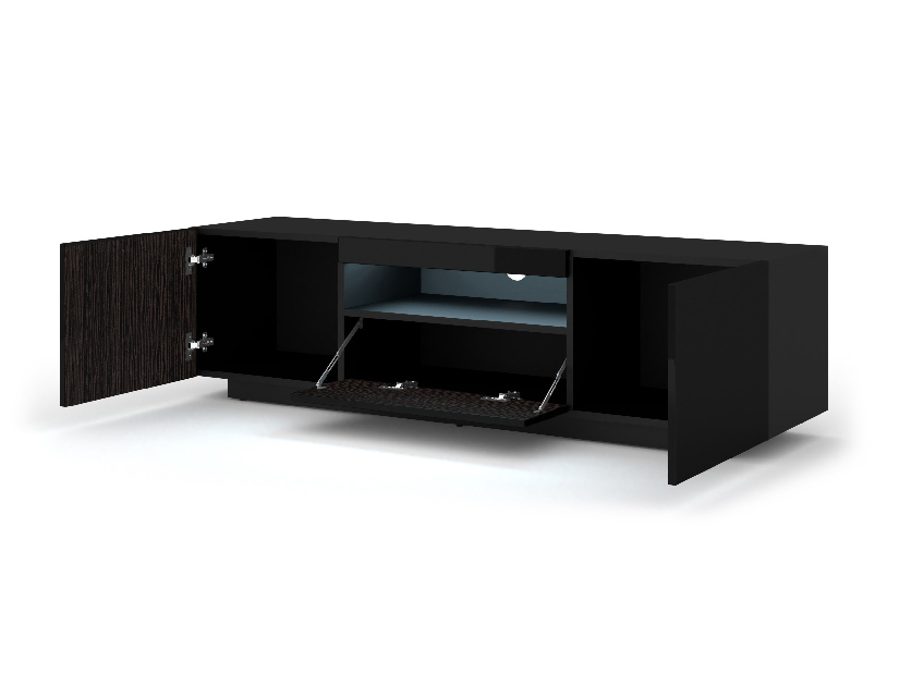 TV aszta/Szekrény Aurinko 150 (fényes fekete) (világítással)