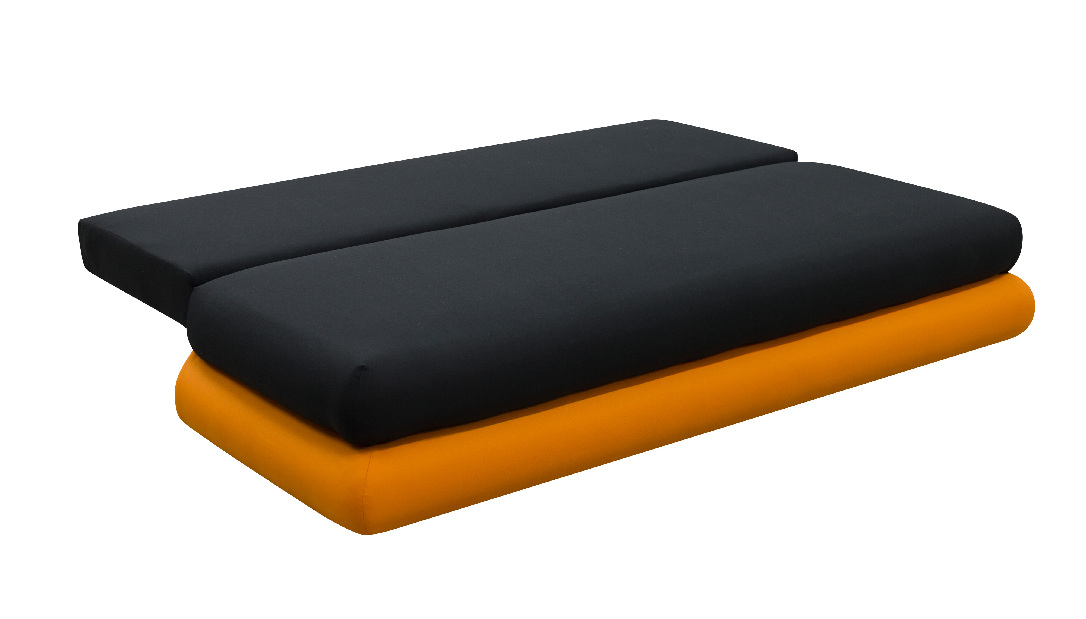 Háromszemélyes kanapé Juntinus (fekete + narancssárga)