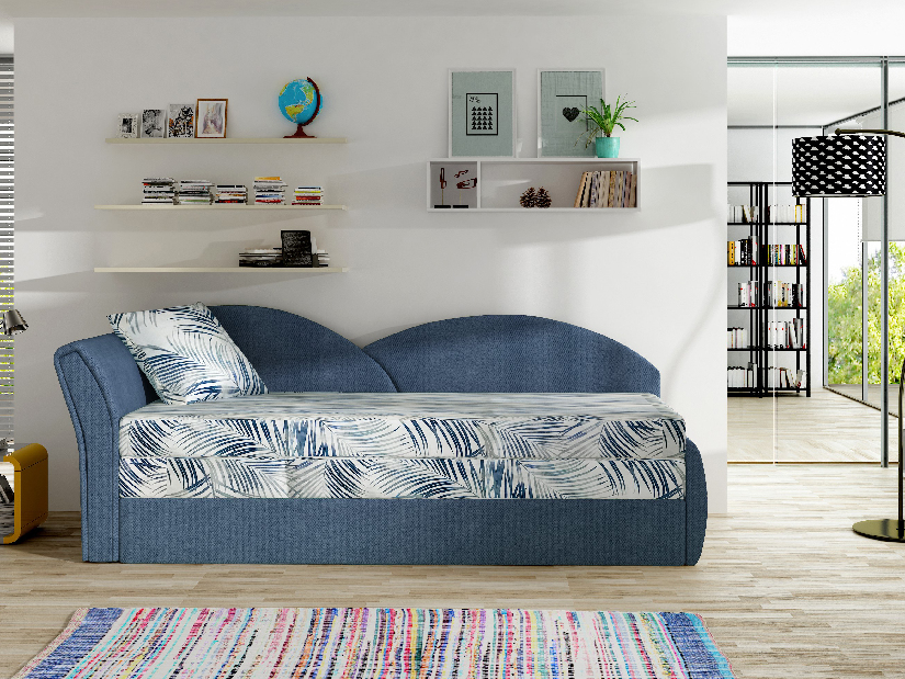 Kétszemélyes kanapé- Agira 10 (kék + pálmalevelek)
