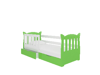 Gyerekágy 160x75 cm Lenka (ágyráccsal és matraccal) (fehér + zöld)