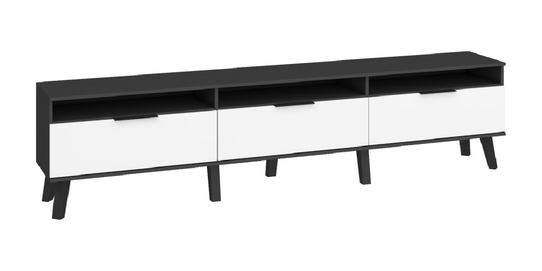 TV asztal/Szekrény Shela SVN-12 (fekete + fehér fényes)