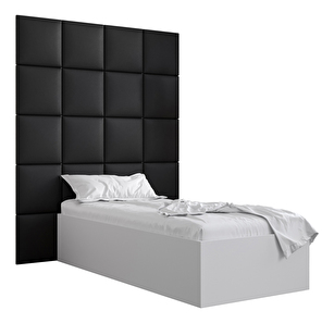 Egyszemélyes ágy kárpitozott fejtámlával 90 cm Brittany 3 (matt fehér + fekete) (ágyráccsal)