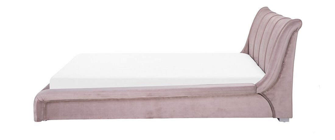 Franciaágy 160 cm NICE (ágyráccsal) (rózsaszín bársony)