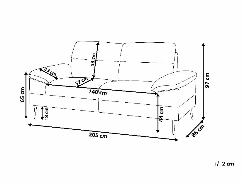 Háromszemélyes kanapé Tornio (szürke)
