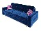 Szétnyitható kanapé Bergenia (kék +  rózsaszín párnák)