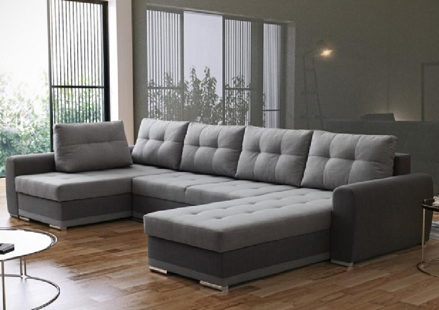 U-alakú sarok kanapé Mihaza (szürke + világos szürke) (B)