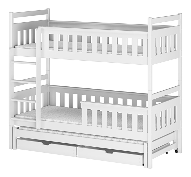 Gyerekágy 80 x 180 cm KARLA (ágyráccsal és tárolóhellyel) (fehér)