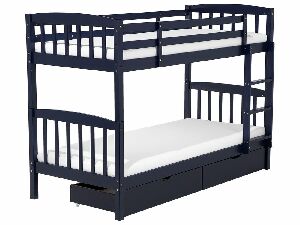 Emeletes ágy 90 cm REWIND (sötétkék) (ágyráccsal és tárolóhellyel)
