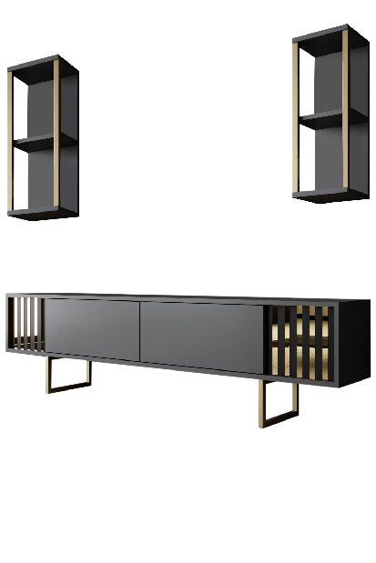 TV asztal/szekrény Golden (antracit + fekete)