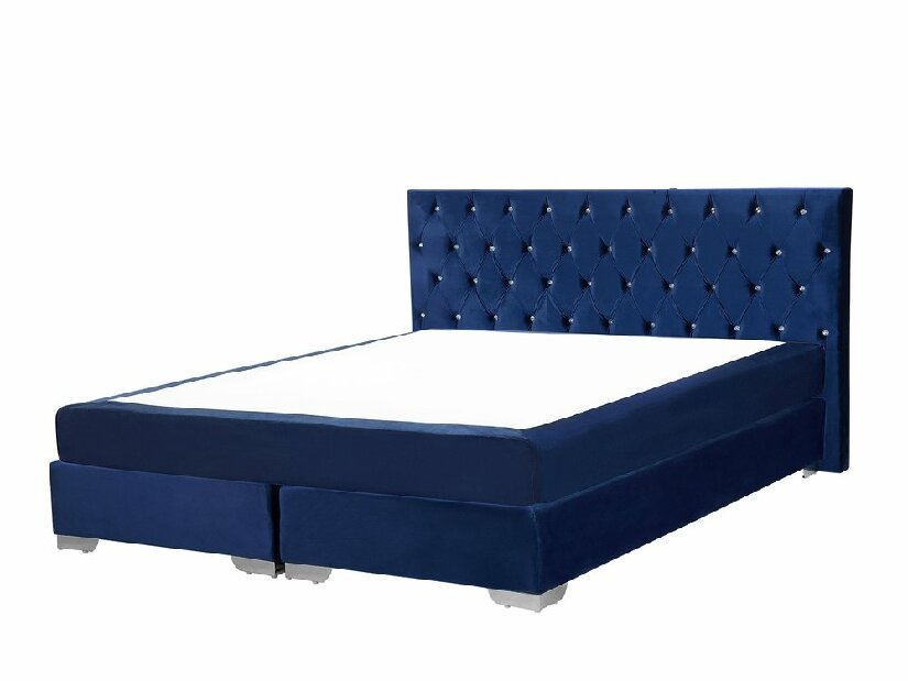 Franciaágy Boxspring 180 cm DUKE (ágyráccsal és matraccal) (kék)