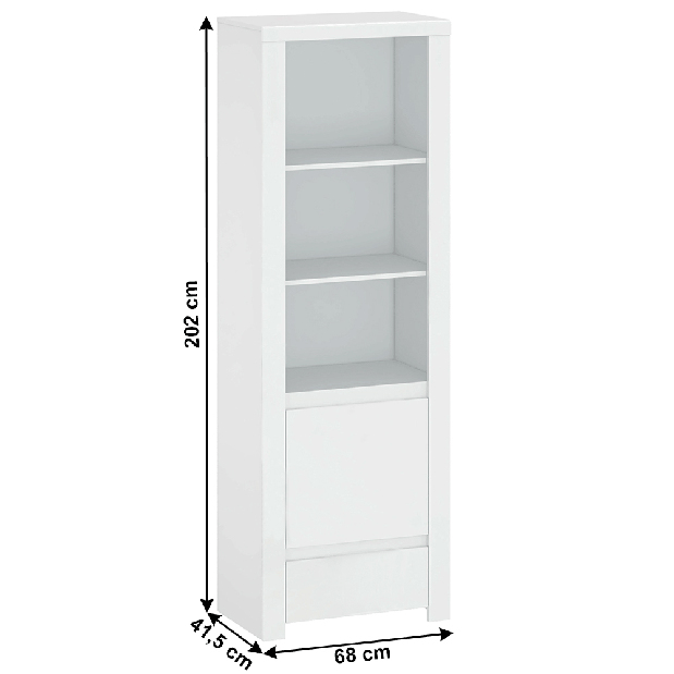 Polcos szekrény Lafer 1D1S (fehér)