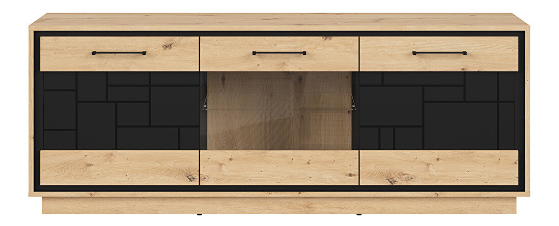 TV asztal/szekrény Pont RTV2D1W (artisan tölgy + matt fekete)