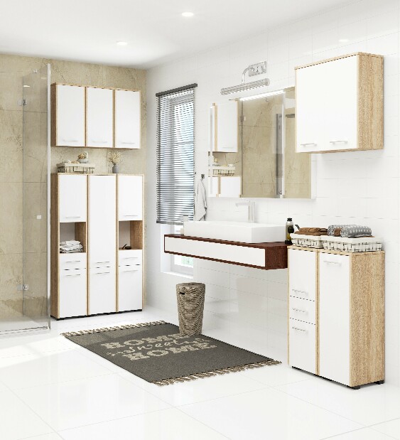 Fürdőszoba szekrény Farid Típus 1 (szonoma tölgy + fehér)
