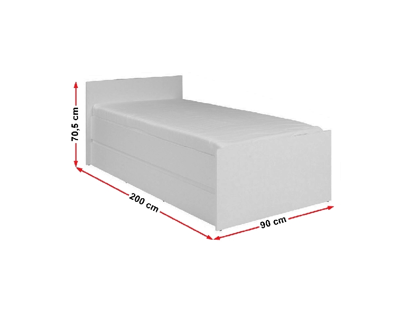 Egyszemélyes ágy 90 cm Cortez C 15 (fehér) (ágyráccsal)