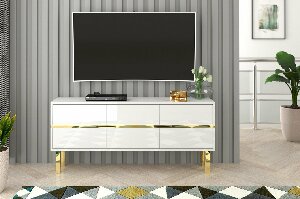 TV asztal/szekrény Mynga (magasfényű fehér)