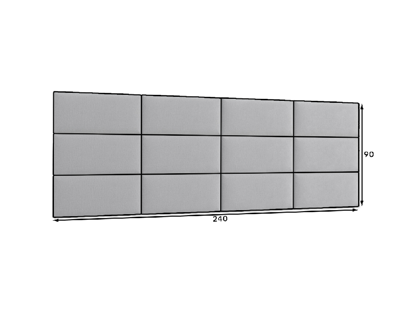 Kárpitozott panel 12 db. Quadra 240x90 cm (szürke)